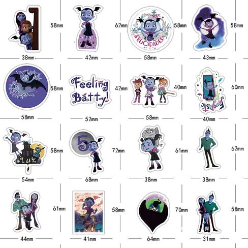 50 قطعة من ملصقات فامبيرينا الجمالية الملونة من الفينيل مقاومة للماء لزجاجة المياه واللابتوب وممتص الصدمات والسيارة والدراجة والامتعة والجيتار ولوح التزلج in Kuwait