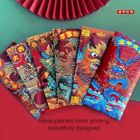 36 قطعة من مظاريف السنة الصينية الجديدة الحمراء 2024 زودياك التنين القمري الأحمر لمهرجان الربيع هونغ باو مظاريف المال الأحمر جيب in Kuwait