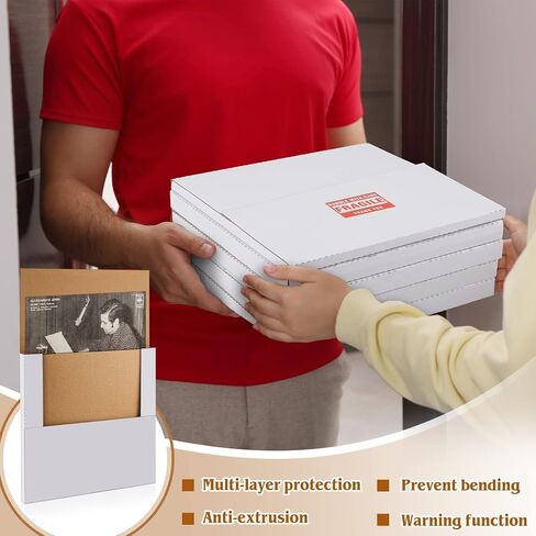 71 Pcs Vinyl Record Mailers LP Shipping Boxes Set Include 20 Pcs 12.5" x 12.5" x 1" Cardboard Shipping Boxes 50 Kraft Brown LP Record Pads 1 Roll Fragile Stickers for Small Business Shipping Records in Saudi Arabia
