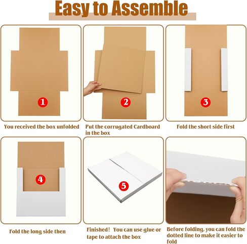 71 Pcs Vinyl Record Mailers LP Shipping Boxes Set Include 20 Pcs 12.5" x 12.5" x 1" Cardboard Shipping Boxes 50 Kraft Brown LP Record Pads 1 Roll Fragile Stickers for Small Business Shipping Records in Saudi Arabia