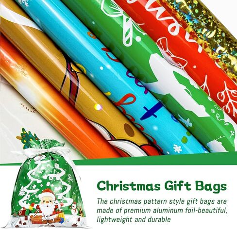 20pc Christmas Gift Bags with Colorful Drawstring Holiday Gift Bags Xmas Gift Treat Bags for Party Favors Present Wrapping in Kuwait