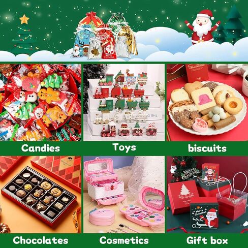20pc Christmas Gift Bags with Colorful Drawstring Holiday Gift Bags Xmas Gift Treat Bags for Party Favors Present Wrapping in Kuwait