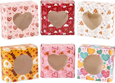 24 قطعة من صناديق حلوى المخبوزات لعيد الحب مع نافذة شفافة، صندوق بسكويت عيد الحب للعطلات والكب كيك والحلوى والشوكولاتة، هدية الكمأة، تبادل الفصول المدرسية وعيد الحب in Kuwait
