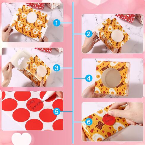 24 قطعة من صناديق حلوى المخبوزات لعيد الحب مع نافذة شفافة، صندوق بسكويت عيد الحب للعطلات والكب كيك والحلوى والشوكولاتة، هدية الكمأة، تبادل الفصول المدرسية وعيد الحب in Kuwait