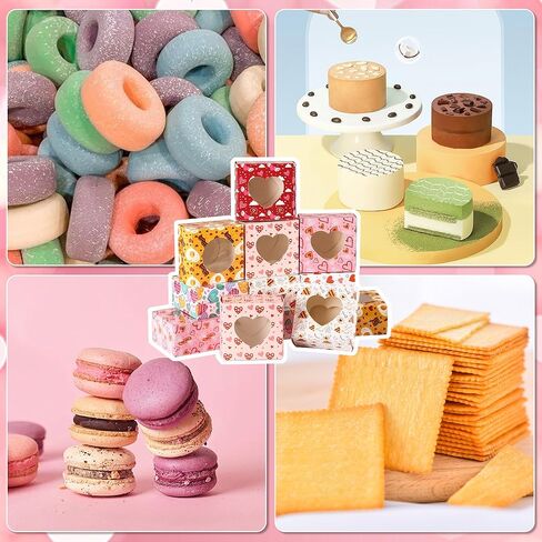 24 قطعة من صناديق حلوى المخبوزات لعيد الحب مع نافذة شفافة، صندوق بسكويت عيد الحب للعطلات والكب كيك والحلوى والشوكولاتة، هدية الكمأة، تبادل الفصول المدرسية وعيد الحب in Kuwait