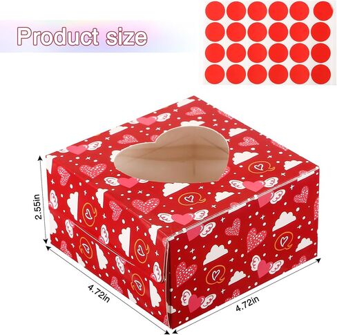 24 قطعة من صناديق حلوى المخبوزات لعيد الحب مع نافذة شفافة، صندوق بسكويت عيد الحب للعطلات والكب كيك والحلوى والشوكولاتة، هدية الكمأة، تبادل الفصول المدرسية وعيد الحب in Kuwait