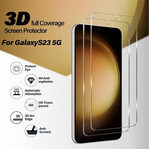واقي شاشة من الزجاج المقوى Galaxy S22/Galaxy S23 [عبوة من قطعتين] [صديق للحافظة] [مضاد للخدش] [فتح بصمة الإصبع بالموجات فوق الصوتية] طبقة حماية زجاجية شفافة عالية الدقة لهاتف Samsung Galaxy S22/Samsung Galaxy S23 in Kuwait