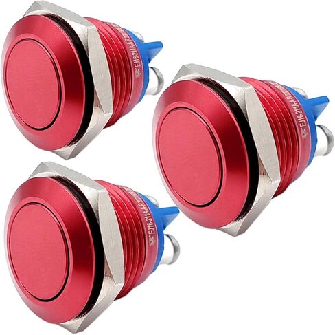 ZJWZJH 16mm Momentary Push Button Switch UL Certification Waterproof IP67 0.63" High Head Cap 3A 5V 12V 24V 120V SPST Start Button Screw Pin Black in Saudi Arabia
