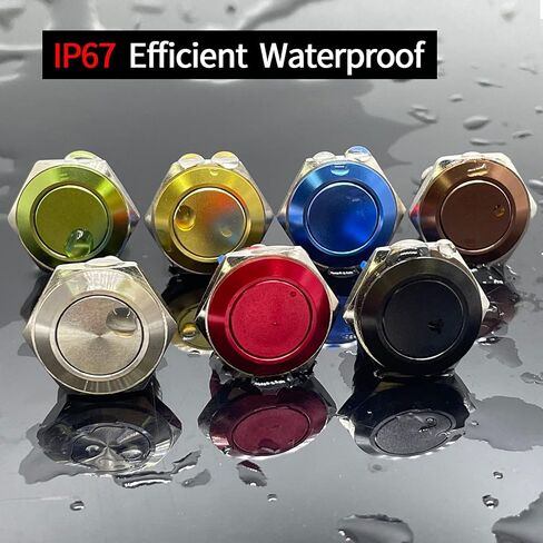 ZJWZJH 16mm Momentary Push Button Switch UL Certification Waterproof IP67 0.63" High Head Cap 3A 5V 12V 24V 120V SPST Start Button Screw Pin Black in Saudi Arabia