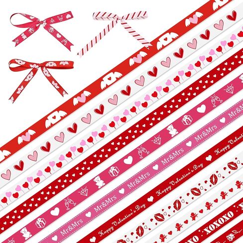 18 لفة من أشرطة عيد الحب لتغليف الهدايا، شريط ساتان متعدد الألوان بعرض 3/8 بوصة لمشاريع الهدايا الحرفية في عيد الحب وحفلات الزفاف in Kuwait