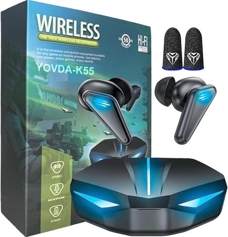 Wireless Earbuds, Bluetooth Earbuds with Charging Case Led, 3D Stereo Sound,HD Clear Call, Ultra-Low Latency Gaming Earphones with Mic for Sport Work Gaming in Kuwait