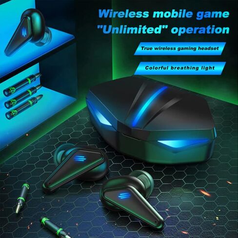 Wireless Earbuds, Bluetooth Earbuds with Charging Case Led, 3D Stereo Sound,HD Clear Call, Ultra-Low Latency Gaming Earphones with Mic for Sport Work Gaming in Kuwait