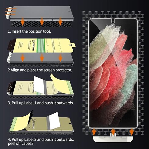 واقي شاشة QUESPLE مكون من 3 قطع لهاتف Samsung Galaxy S22 Ultra [ليس زجاجيًا]، [رفيع جدًا] [دعم بصمات الأصابع بالموجات فوق الصوتية] واقي شاشة مرن من مادة TPU بتغطية كاملة in Kuwait