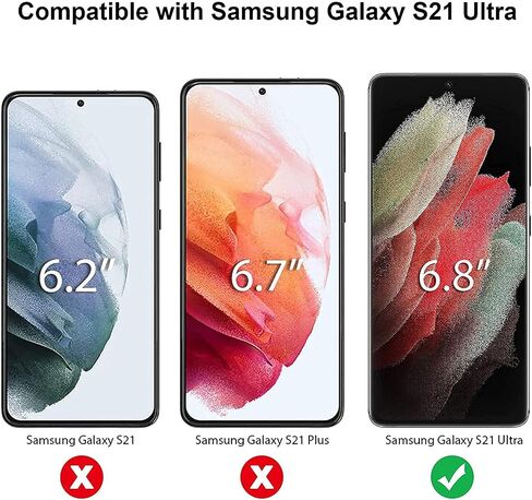 [عبوتان + 2] واقي شاشة Samsung Galaxy S21 Ultra وواقي عدسة الكاميرا، زجاج مقسى 9H، شفاف عالي الدقة، مضاد للخدش، دعم بصمات الأصابع بالموجات فوق الصوتية، خالٍ من الفقاعات لهاتف Galaxy S21 Ultra in Kuwait