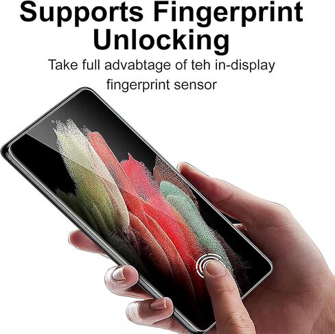 [عبوتان + 2] واقي شاشة Samsung Galaxy S21 Ultra وواقي عدسة الكاميرا، زجاج مقسى 9H، شفاف عالي الدقة، مضاد للخدش، دعم بصمات الأصابع بالموجات فوق الصوتية، خالٍ من الفقاعات لهاتف Galaxy S21 Ultra in Kuwait