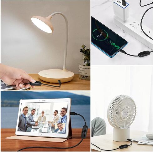 كيبل شحن USB نوع ايه الى USB C، كيبل شحن سريع USB نوع C مع مفتاح تشغيل/ايقاف، متوافق مع راسبيري باي 4 بي، مصباح مكتبي يو اس بي/مروحة USB، شريط شريط LED، سهل التشغيل/اعادة التشغيل (عبوة من قطعتين) in Saudi Arabia