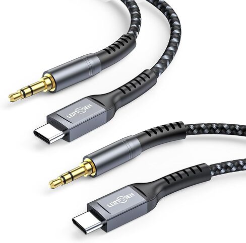 كيبل USB C الى مقبس صوت AUX 3.5 ملم من ليرتوسين (عبوة من قطعتين) محول من النوع C الى 3.5 ملم لسماعة الراس ستيريو السيارة متوافق مع ايفون 15 برو ماكس/15 برو/15 بلس/15، سامسونج S23 S22 S21 الترا، ايباد in Saudi Arabia