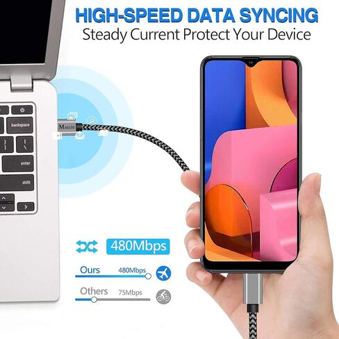 كابل شحن سريع MATEIN USB C 3A، عبوتان بطول 10 أقدام مضفر طويل جدًا سلك USB من النوع C متوافق مع Samsung Galaxy S20 Plus S10 S10E S9 S8، Google Pixel 4 3 3A XL وشاحن USB C آخر in Kuwait