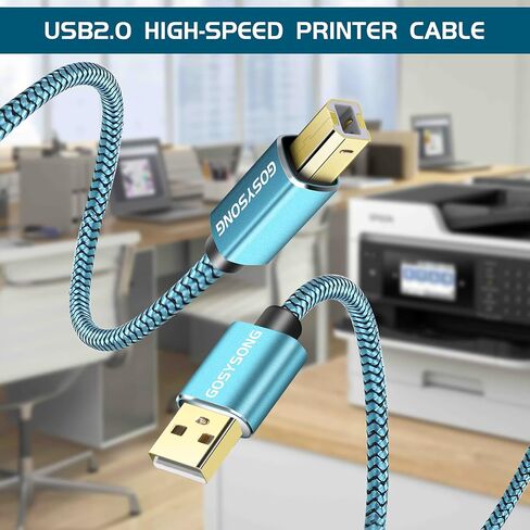 GOSYSONG USB C Printer Cable 15ft, USB B to USB C Printer Cable, High Speed Printer Cord Compatible with Pinter,Scanner,Fax,Midi Keyboard in Kuwait