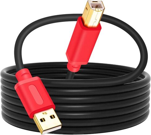 Tan QY Printer Cable 16Ft, USB 2.0 High Speed Gold-Plated Connectors Printer Scanner Cable Cord A Male to B Male for HP, Canon, Lexmark, Dell, Xerox, Samsung etc (16Ft, Red) in Saudi Arabia