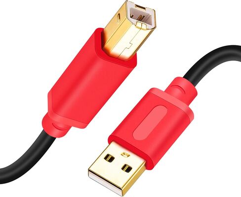 Tan QY Printer Cable 16Ft, USB 2.0 High Speed Gold-Plated Connectors Printer Scanner Cable Cord A Male to B Male for HP, Canon, Lexmark, Dell, Xerox, Samsung etc (16Ft, Red) in Saudi Arabia