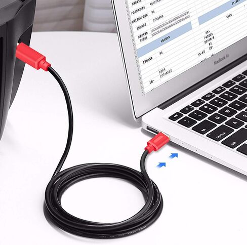 Tan QY Printer Cable 16Ft, USB 2.0 High Speed Gold-Plated Connectors Printer Scanner Cable Cord A Male to B Male for HP, Canon, Lexmark, Dell, Xerox, Samsung etc (16Ft, Red) in Saudi Arabia