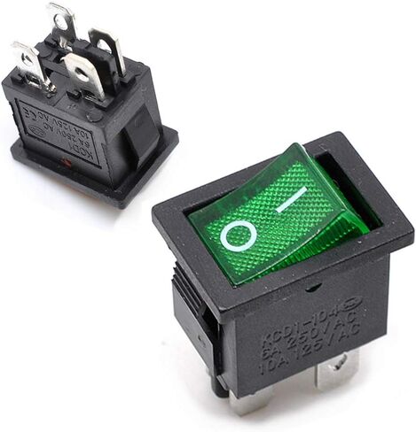 Oiyagai 20 قطعة KCD1-104 DPST مفاتيح تشغيل وإيقاف مع ضوء LED (10 قطعة أحمر + 10 قطعة أخضر) in Saudi Arabia