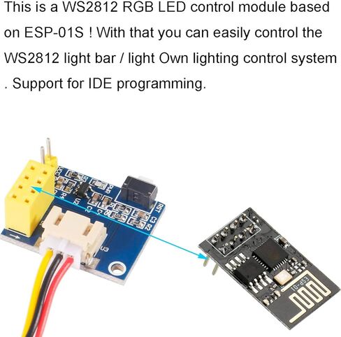DKARDU 2 قطعة WS2812 RGB LED وحدة التحكم ESP8266 ESP-01 ESP-01S RGB LED وحدة محول وحدة التحكم مع كابل وخط دوبونت لاردوينو in Kuwait