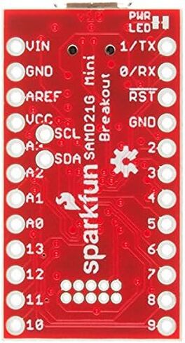 معالج SparkFun SAMD21 Mini Breakout 32 بت ARM Cortex-M0+ مع محولات فلاش 256 كيلو بايت تناظري إلى رقمي ومن رقمي إلى تناظري (ADC & DAC) RAW: 3.5 فولت - 6.0 فولت in Kuwait