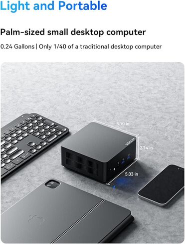 كمبيوتر صغير KODLIX يعمل بنظام Windows 11 Intel الجيل الثاني عشر i5 12450H (8C/12T، حتى 4.4 جيجا هرتز)، أجهزة كمبيوتر صغيرة 32 جيجا DDR4 512 جيجا PCle4.0 SSD، شاشة ثلاثية 4K/Type-C+HDMI2.0+DP1.4/WiFi6E/BT5 كمبيوتر مكتبي .2/2.5G RJ45 in Kuwait