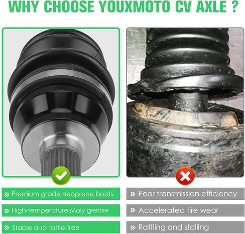 Youxmoto Front CV Axle & Wheel Bearing Kit for Polaris General 1000(Deluxe EPS Premium Sport) 2016-2022/4 1000; RZR Trail S 900 1000 2015-2022, 4340 Chromoly Steel CV Axle Drive Shaft, Fits 1333263 in Saudi Arabia