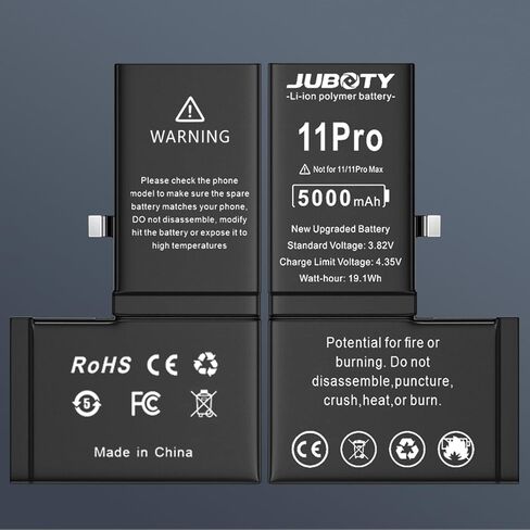 بطارية JUBOTY بقدرة 5000 مللي أمبير في الساعة لهاتف iPhone 11 Pro، بطارية ليثيوم أيون داخلية جديدة مطورة 0 دورة عالية السعة لاستبدال موديلات iPhone 11 Pro A2160 A2215 A2217 مع مجموعة أدوات إصلاح احترافية in Kuwait