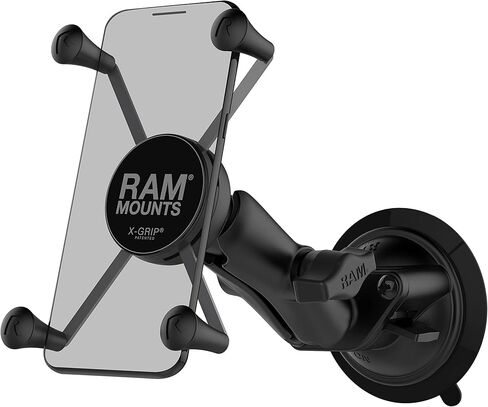 حامل هاتف كبير X-Grip مزود بذاكرة وصول عشوائي (RAM) وقاعدة لاصقة ذات قفل ملتوي وقاعدة تثبيت RAM-B-166-UN10U مع ذراع متوسط ​​للزجاج الأمامي للسيارة in Saudi Arabia