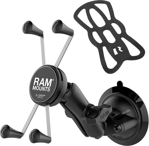 حامل هاتف كبير X-Grip مزود بذاكرة وصول عشوائي (RAM) وقاعدة لاصقة ذات قفل ملتوي وقاعدة تثبيت RAM-B-166-UN10U مع ذراع متوسط ​​للزجاج الأمامي للسيارة in Saudi Arabia