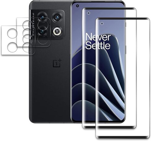 Aleecyn (2+2) واقي شاشة من الزجاج المقوى لهاتف One plus 10 Pro 5G وعبوتين من واقي عدسة الكاميرا الزجاجية، فتحة دقيقة، خالية من الفقاعات، سهلة التركيب، صلابة 9H HD، حواف منحنية ثلاثية الأبعاد in Kuwait