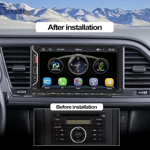 CAMECHO [ترقية لاسلكية] راديو ستيريو للسيارة مزدوج الدين متوافق مع Carplay Android التلقائي/مرآة الارتباط، شاشة لمس عالية الدقة 7 بوصة بلوتوث، كاميرا احتياطية، منفذ USB/TF/AUX، مدخل A/V، FM in Saudi Arabia