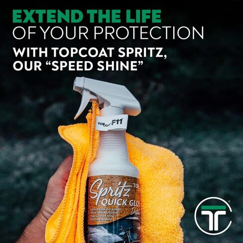 رذاذ التفاصيل السريعة من TopCoat Spritz - رذاذ تفاصيل السيارة - الغسيل الجاف للأسطح - منتجات العناية الخارجية - زجاجة رذاذ سعة 16 أونصة in Kuwait