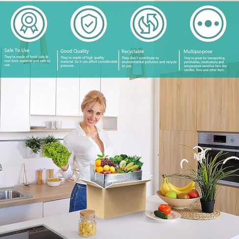 صندوق شحن معزول مزدوج من HeipiChaio Thermo Chill مع بطانة وشريط حقيبة معزولة بالرقائق المعدنية، صناديق تبريد كبيرة من كرتون التسليم البارد لشحن الأطعمة المجمدة، والبريد (مجموعتان - 10.2 بوصة × 6.5 بوصة × 6.5 بوصة) in Kuwait