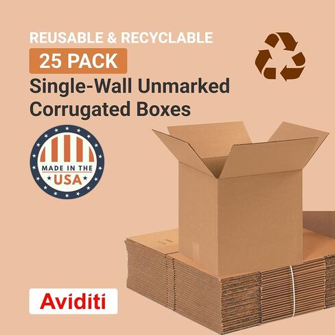 Aviditi 11 × 11 × 11 صناديق من الورق المقوى المموج، صغيرة 11 بوصة طول × 11 بوصة عرض × 11 بوصة ارتفاع، عبوة من 25 | الشحن، التعبئة والتغليف، النقل، صندوق تخزين للمنزل أو العمل، صناديق كبيرة بالجملة قوية in Saudi Arabia