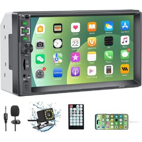 Double Din Car Stereo Audio with Bluetooth,7" Touchscreen Double Din Car Radio with Backup Camera, Steering Wheel Remote,USB Mirror Link,FM Radio,USB/AUX/TF Port in Kuwait