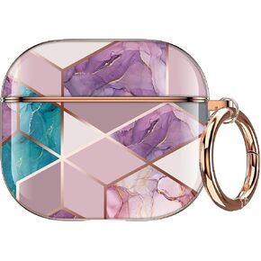 Maxjoy for AirPods 3rd Generation Case, Graceful Marble Hard Protective Shockproof Airpods 3 Case Cover with Keychain Compatible with Apple AirPods 3rd Charging Case for Women Men, Blue White in Saudi Arabia