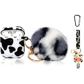 REDX1 2 Pack Heart Print AirPods Case,Soft TPU with 2 Cute Keychain Shockproof,Luxury Gold Print Heart Case for Women Girl Teen Compatible with AirPods 1 and 2 Generation in Kuwait