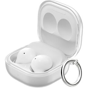 Aircawin لهاتف Samsung Galaxy Buds FE 2023/Galaxy Buds 2 Pro Case 2022/Galaxy Buds 2 Case 2021/Galaxy Buds Pro Case 2021/Galaxy Buds Live Case 2020 حافظة لامعة شفافة، حافظة ناعمة من مادة TPU مع سلسلة مفاتيح لامعة in Kuwait