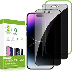 Uminy Privacy Screen Protector Compatible with iPhone 14 Pro 6.1'' - 2 Pack Privacy Tempered Glass Screen Protector, Full Coverage, Bubble Free, Case Friendly, Installation Frame, [Anti-Spy] in Kuwait