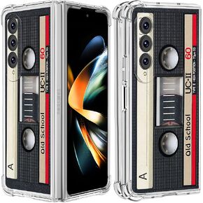 Petonist for Z Fold 5 Case Retro Cassette Tape Design Vintage Music Mixtape Pattern Phone Cover for Women Girls Men Kids Aesthetic Funny Cool Unique Soft TPU Cases for Samsung Galaxy Z Fold5 5G