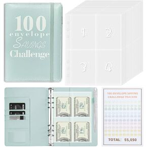 YHMOOMSIN 100 مغلف، حافظة ميزانية تحدي توفير المال، A5 حافظة تحديات التوفير، حافظة الميزانية مع مغلفات نقدية، توفير المال - تعظيم 5050 دولارًا (أرجواني) in Kuwait