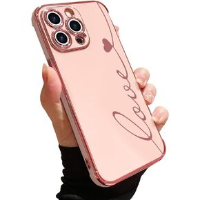 LAPOPNUT متوافق مع حافظة iPhone 13، تصميم قلب الحب اللطيف للنساء والفتيات، مصد طلاء فاخر مع غطاء حماية عدسة الكاميرا حافظة هاتف مضادة للصدمات لهاتف iPhone 13 6.1 بوصة أسود