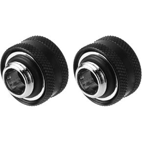 Dracaena 6 Pack G1/4" Thread to 16MM OD Hard Tubing Compression Fitting with Rings for Rigid Acrylic Tube for Computer Water Cooling System, Black