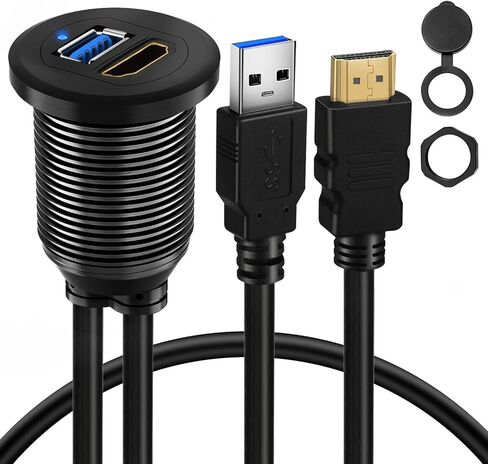 Alloy USB 3.0 & HDMI Male to Female Car Mount Flush Cable 3ft in Kuwait