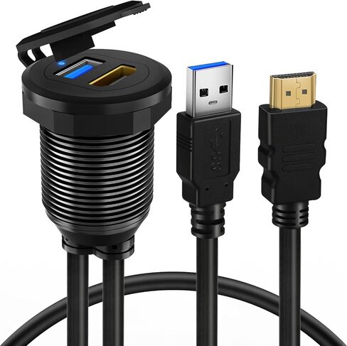 Alloy USB 3.0 & HDMI Male to Female Car Mount Flush Cable 3ft in Kuwait